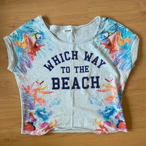 Garage gray oversized crop sweatshirt